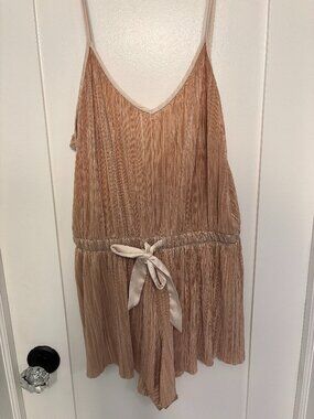 Victoria's Secret Gold Plisse Pleat Sleep Romper